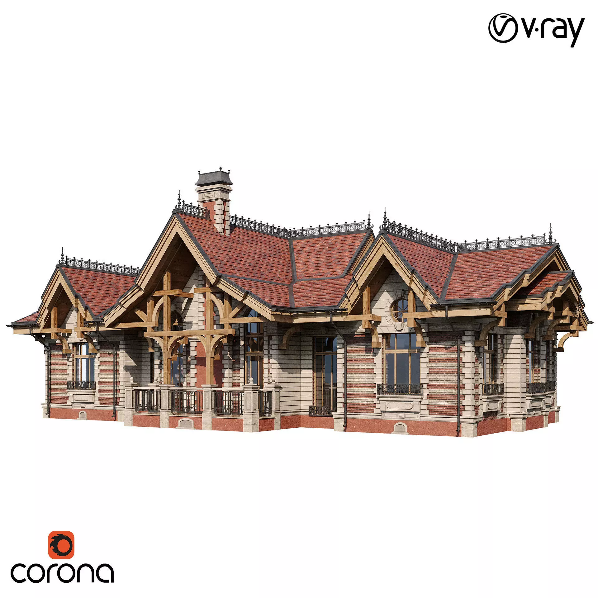 Classic modern house 2 3D model_0