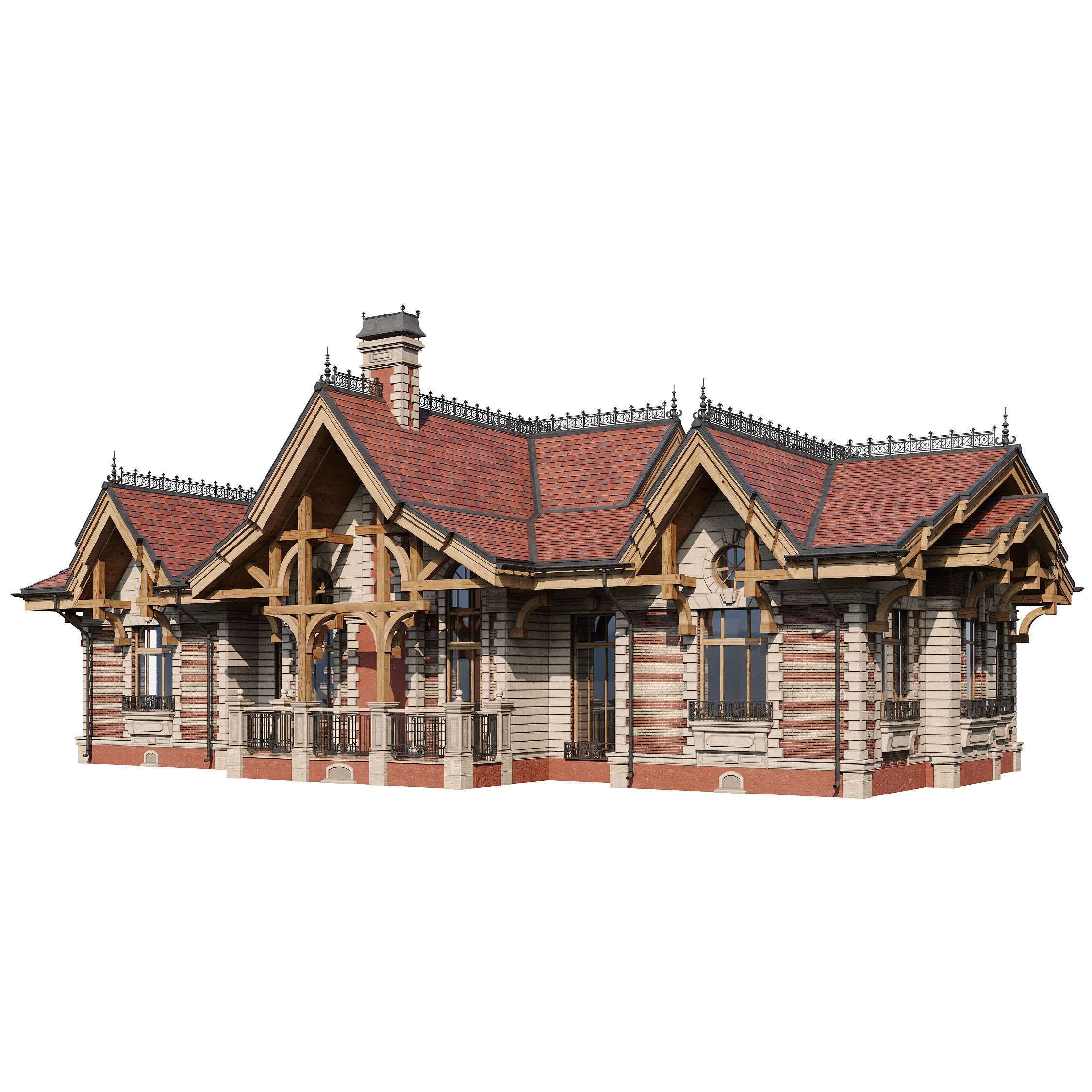 Classic modern house 2 3D model_4