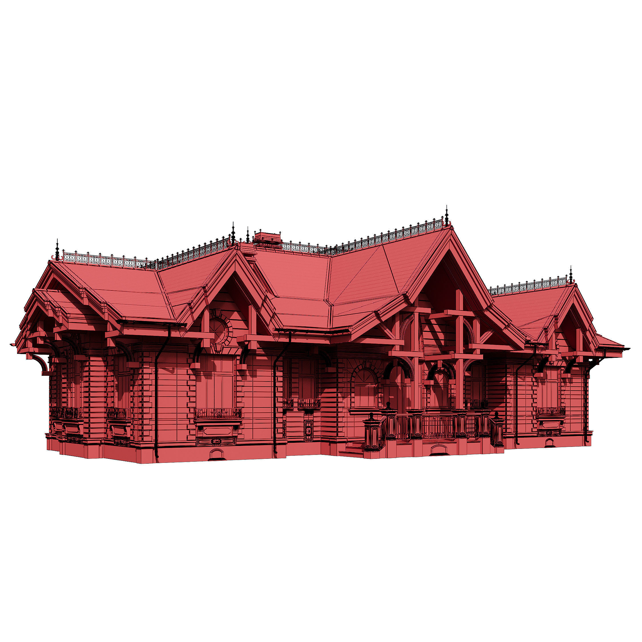 Classic modern house 2 3D model_7