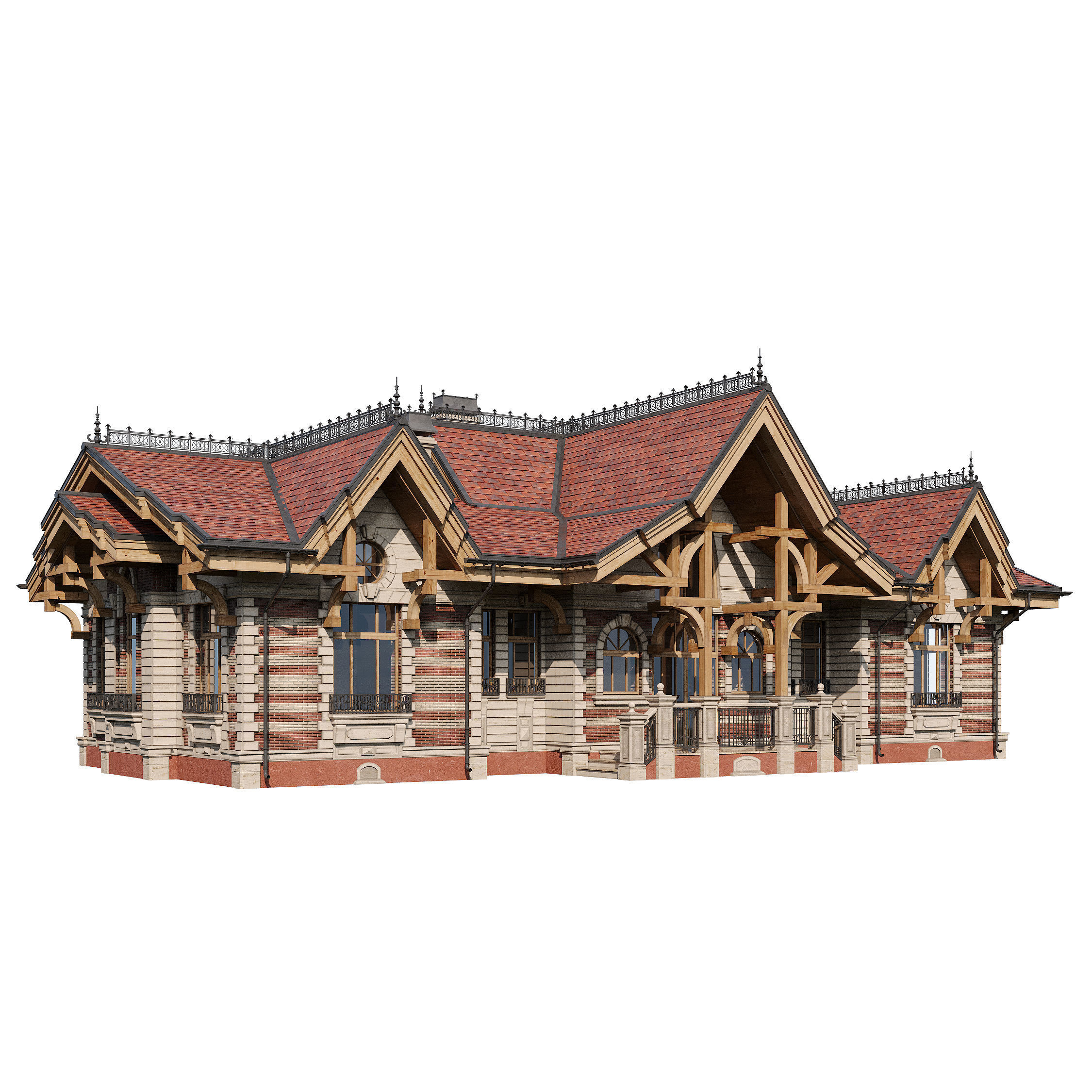 Classic modern house 2 3D model_5