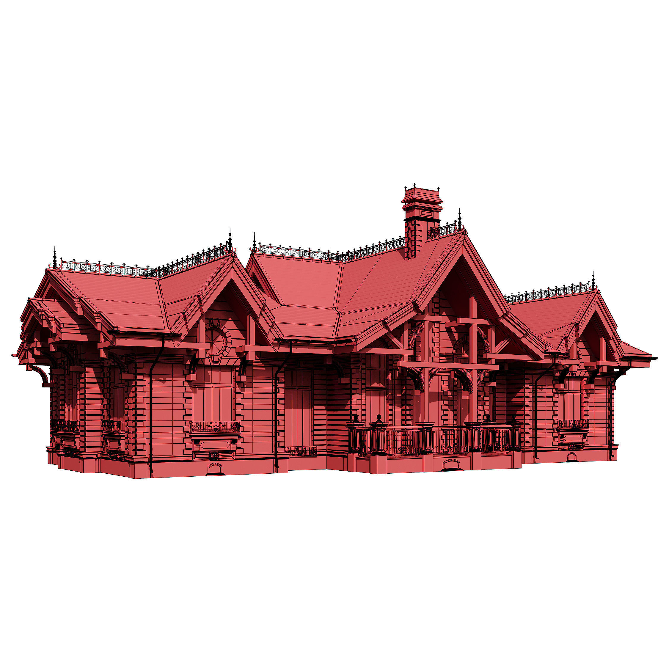 Classic modern house 2 3D model_6