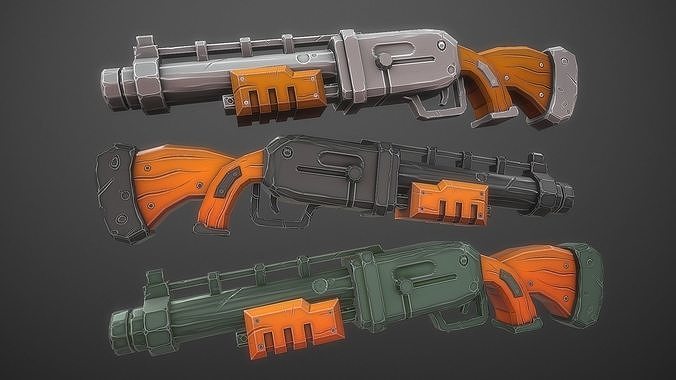 Stylized Shotgun Weapon Low-poly 3D model