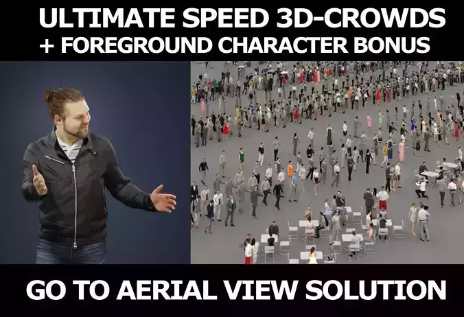 3d people crowds and a foreground casual man Keen 3D Model Collection