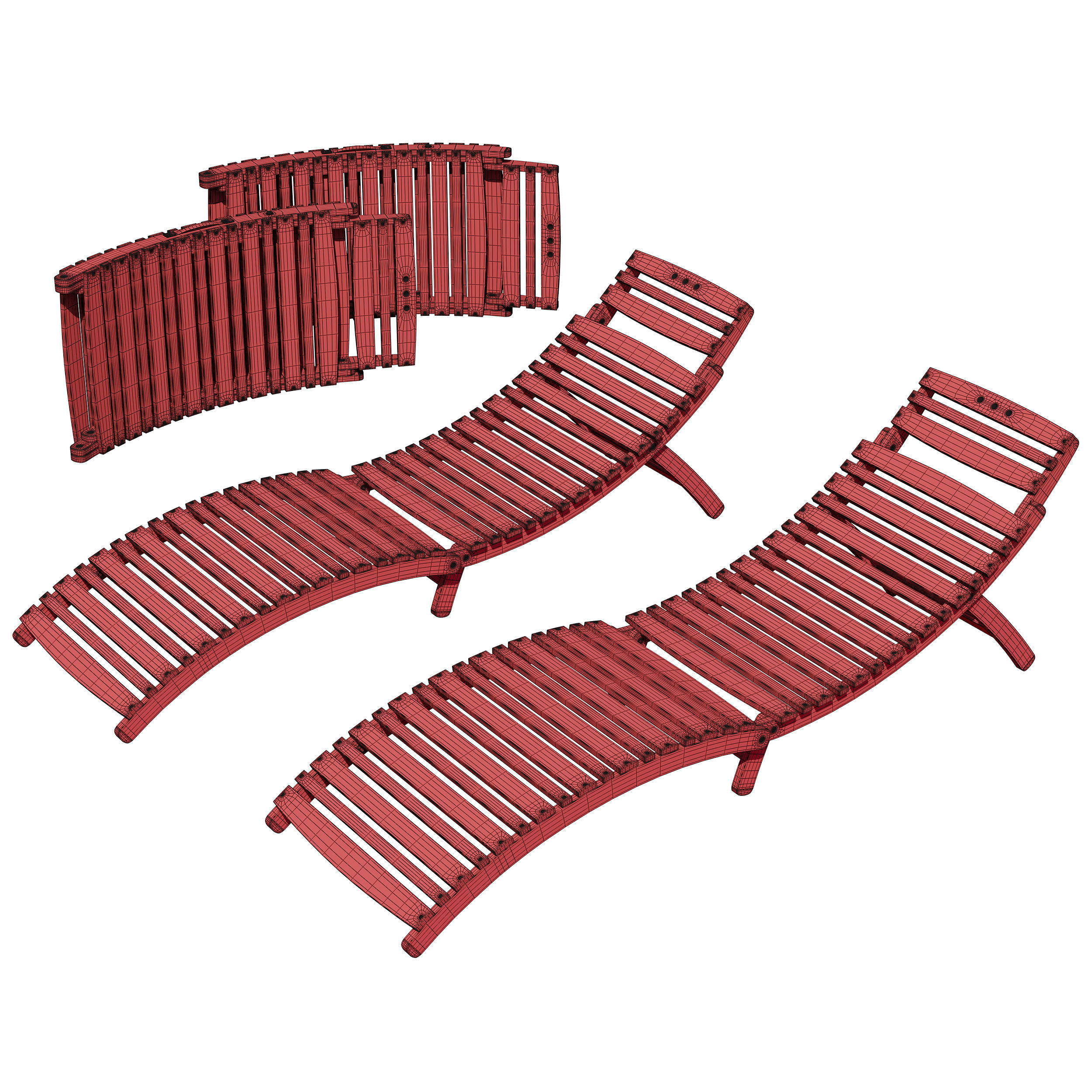 Long Chaise Lounge Set 3D model CGTrader