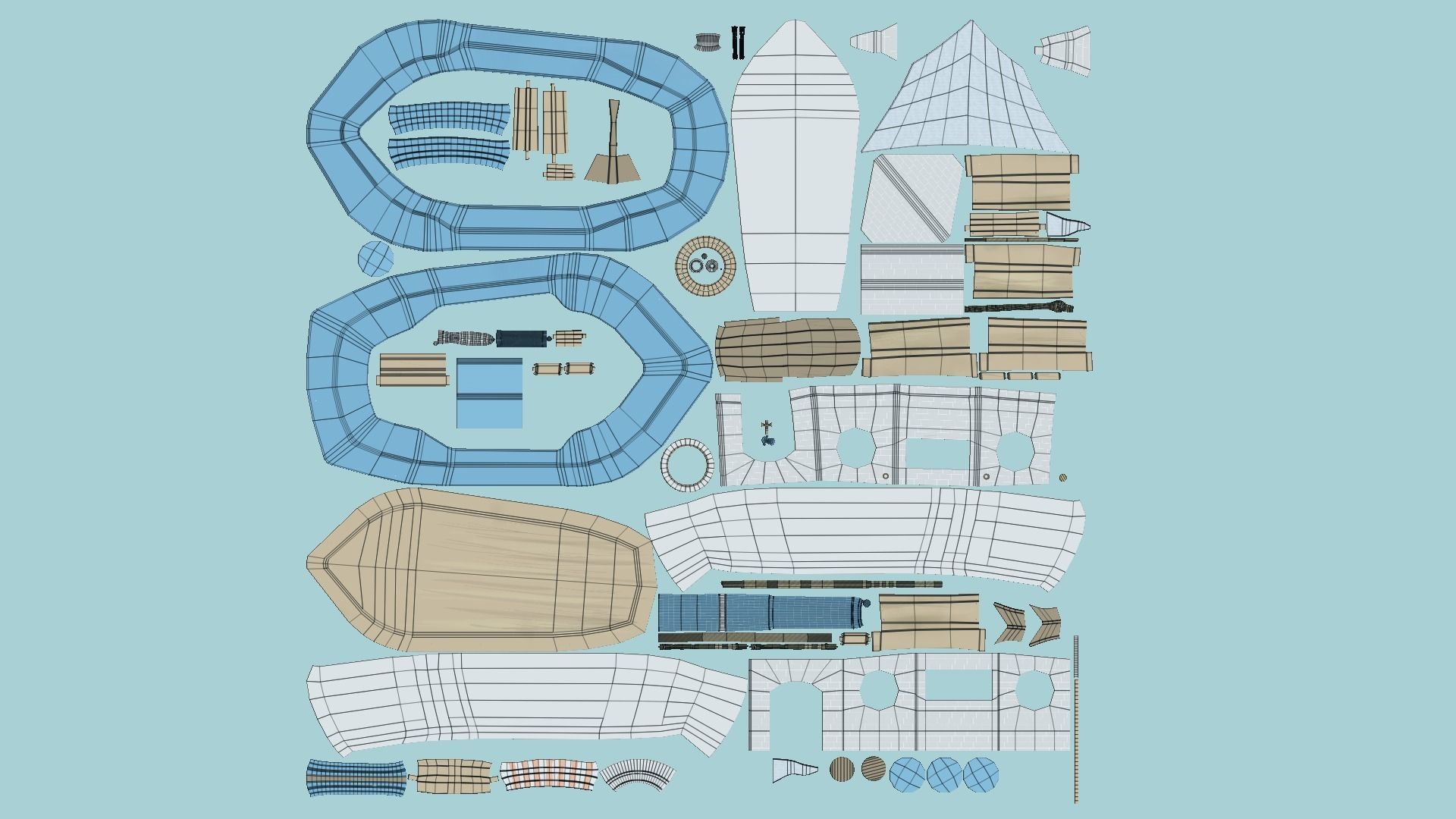 Cartoon Boat 02 - White Blue - Low Poly Ship Low-poly 3D model_5