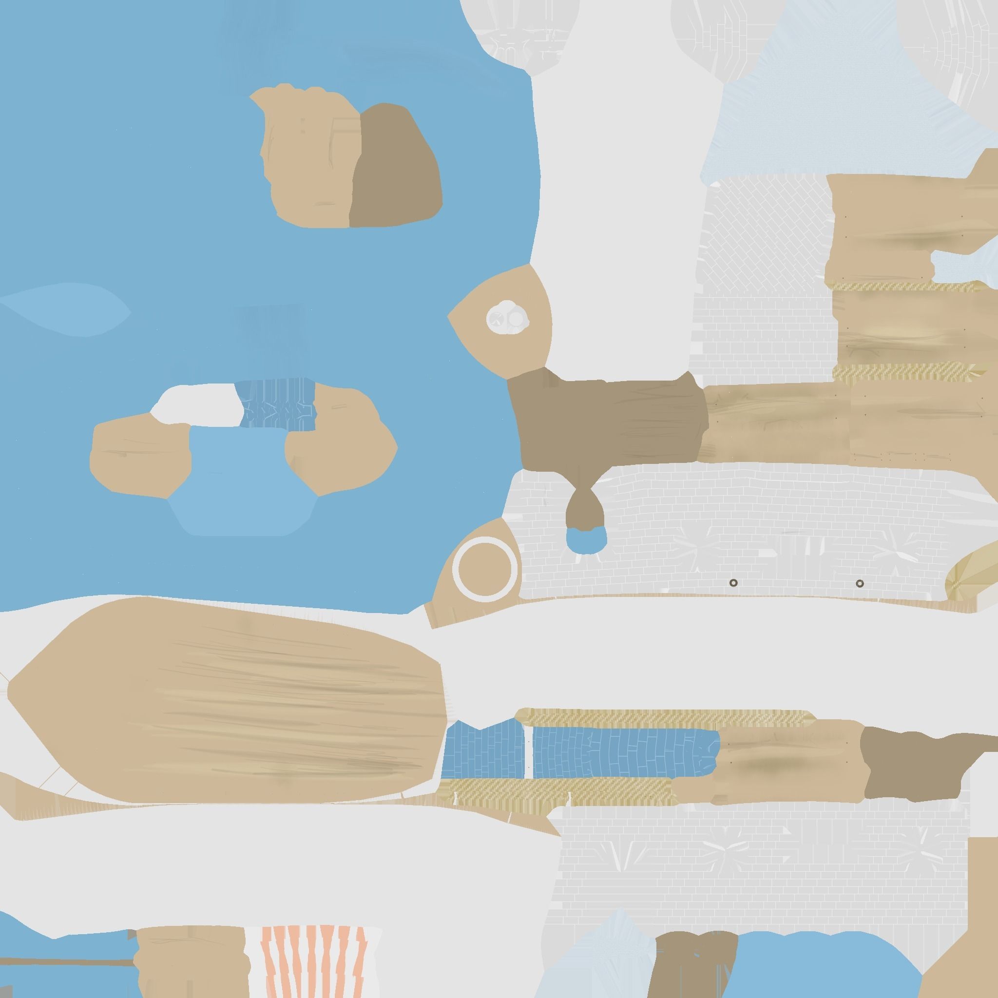 Cartoon Boat 02 - White Blue - Low Poly Ship Low-poly 3D model_18