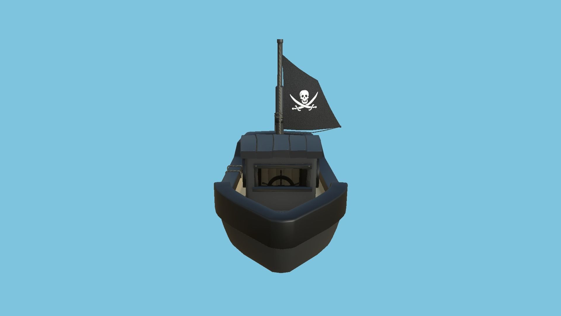 Cartoon Boat 03 - Black Pearl - Pirate - Low Poly Ship Low-poly 3D model_1