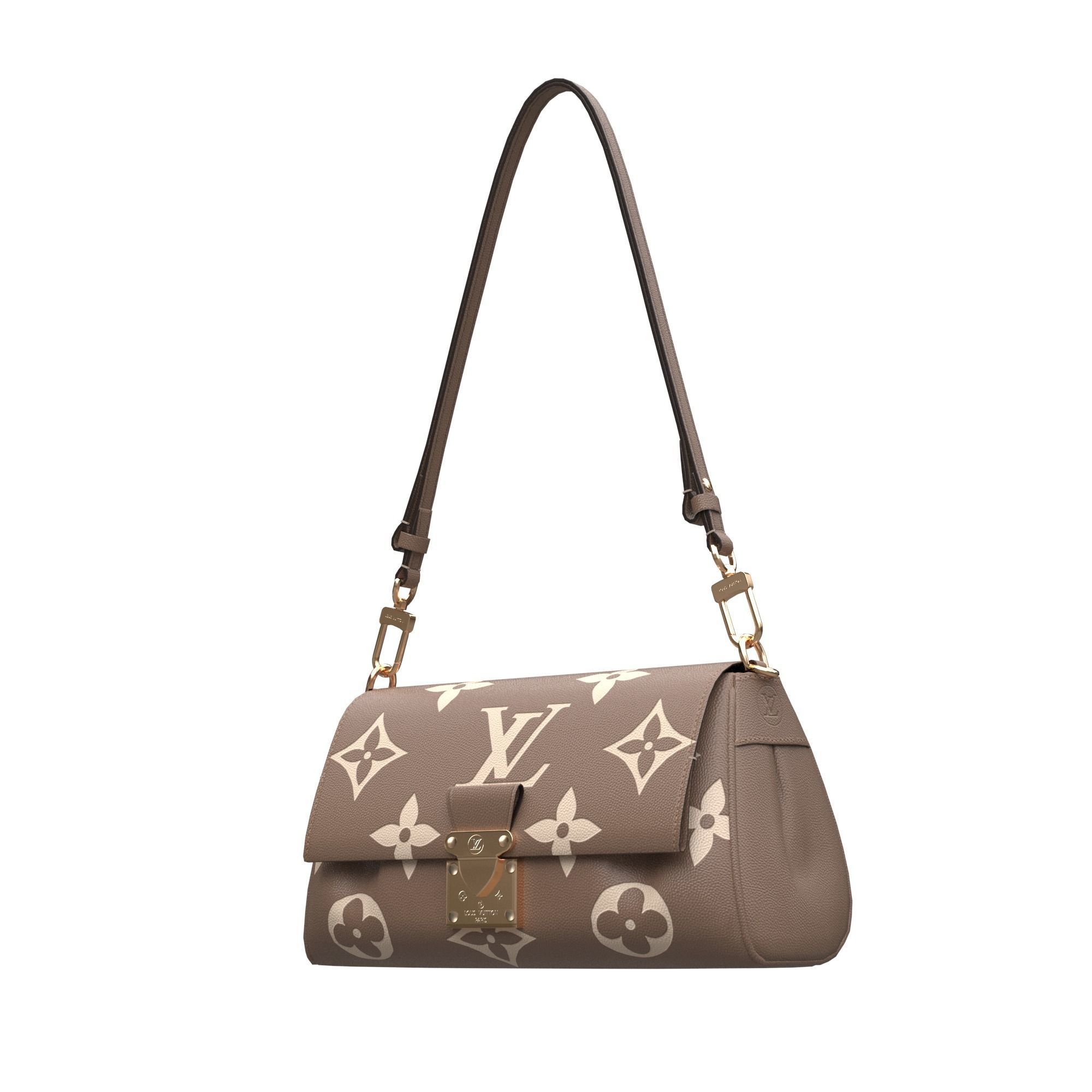handbag-louis-vuitton louis vuitton monogram shoulder bag Low-poly 3D model_5