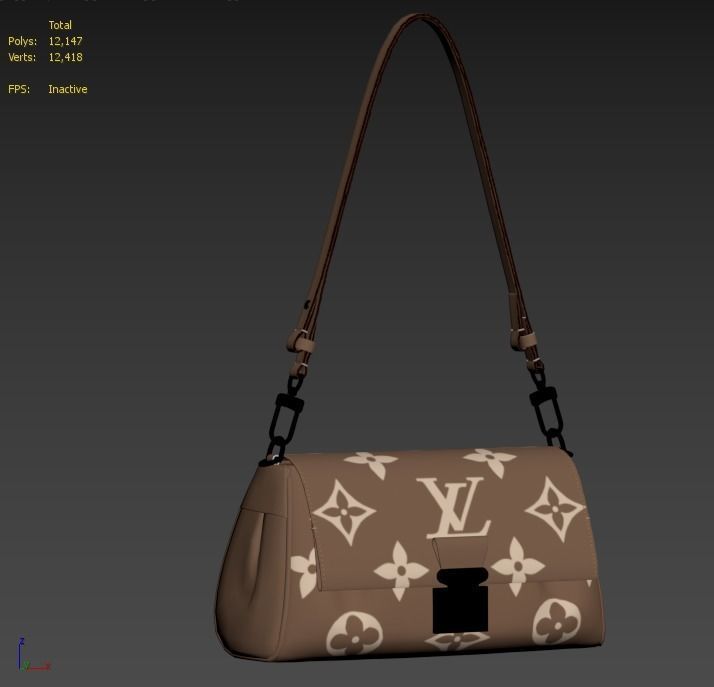 handbag-louis-vuitton louis vuitton monogram shoulder bag Low-poly 3D model_15