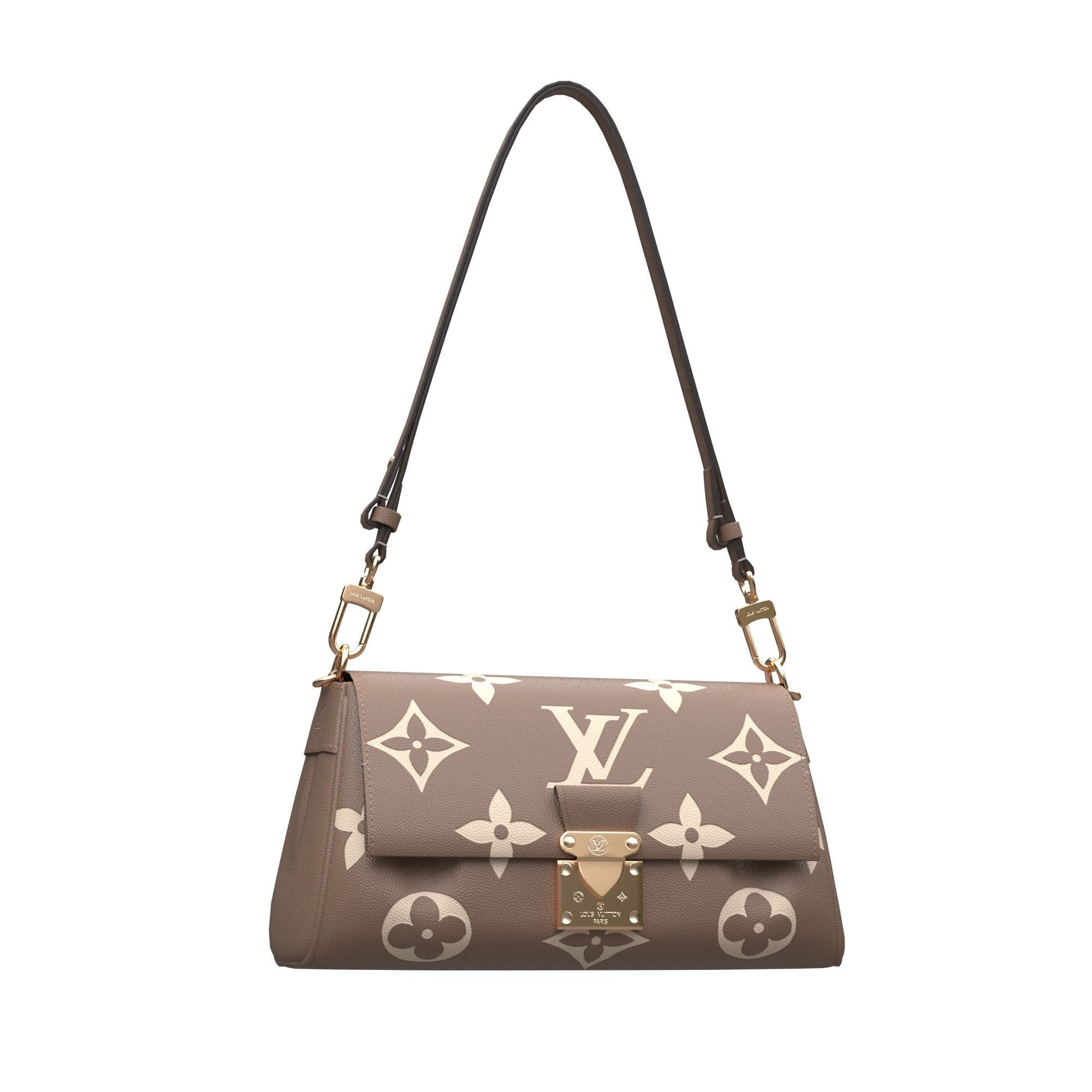 handbag-louis-vuitton louis vuitton monogram shoulder bag Low-poly 3D model_3