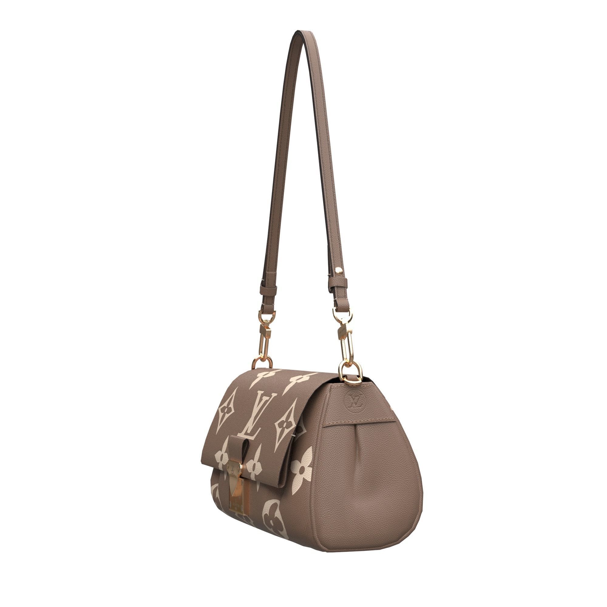 handbag-louis-vuitton louis vuitton monogram shoulder bag Low-poly 3D model_7