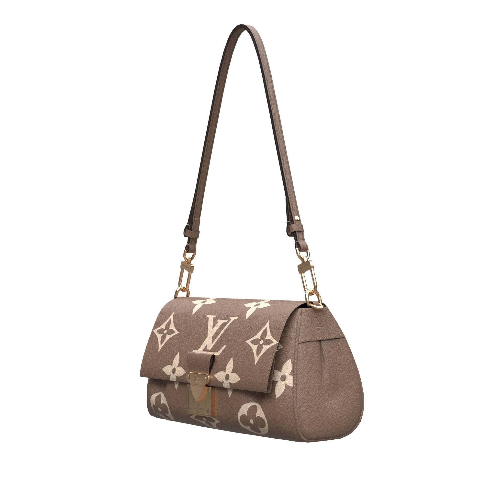 handbag-louis-vuitton louis vuitton monogram shoulder bag Low-poly 3D model_6