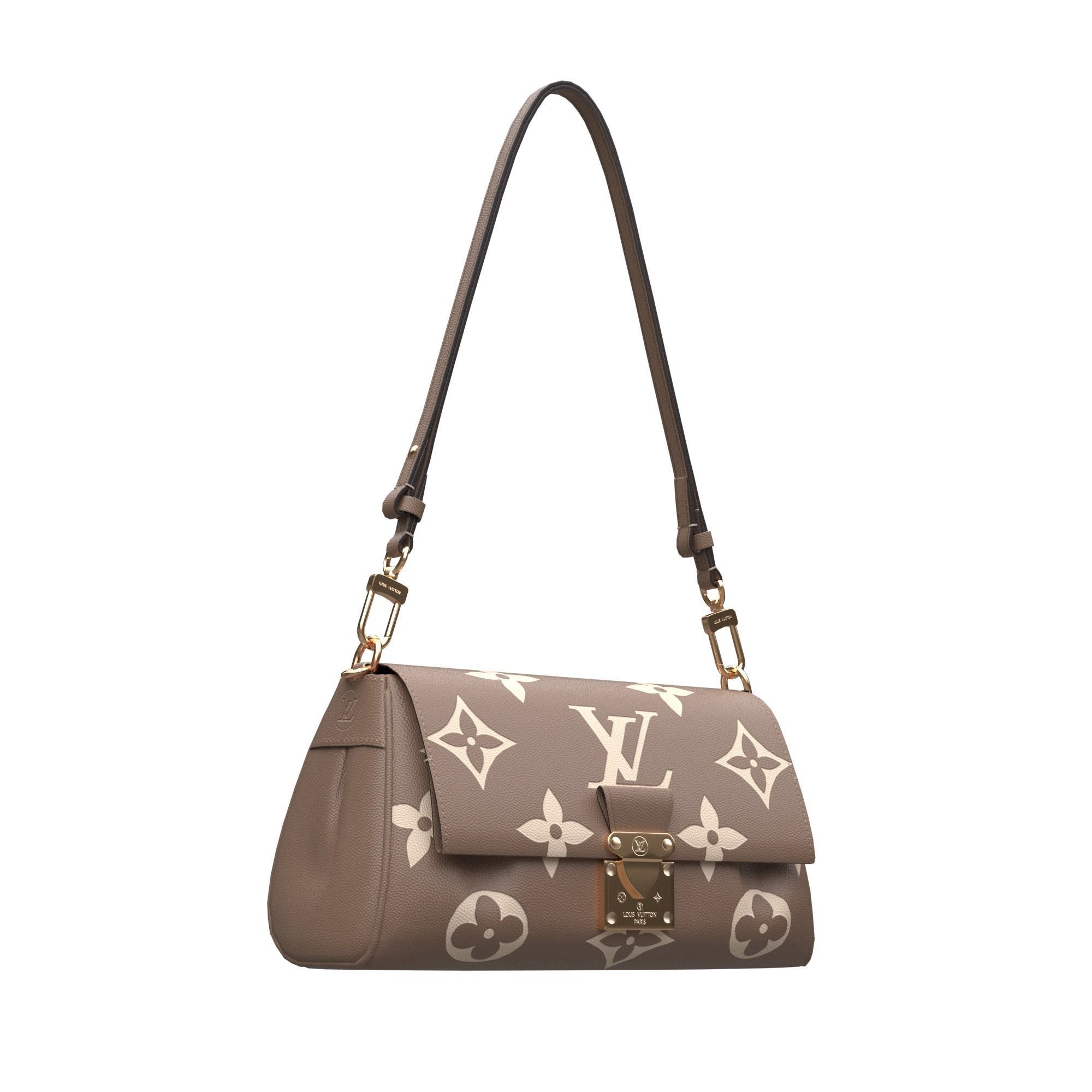 handbag-louis-vuitton louis vuitton monogram shoulder bag Low-poly 3D model_2