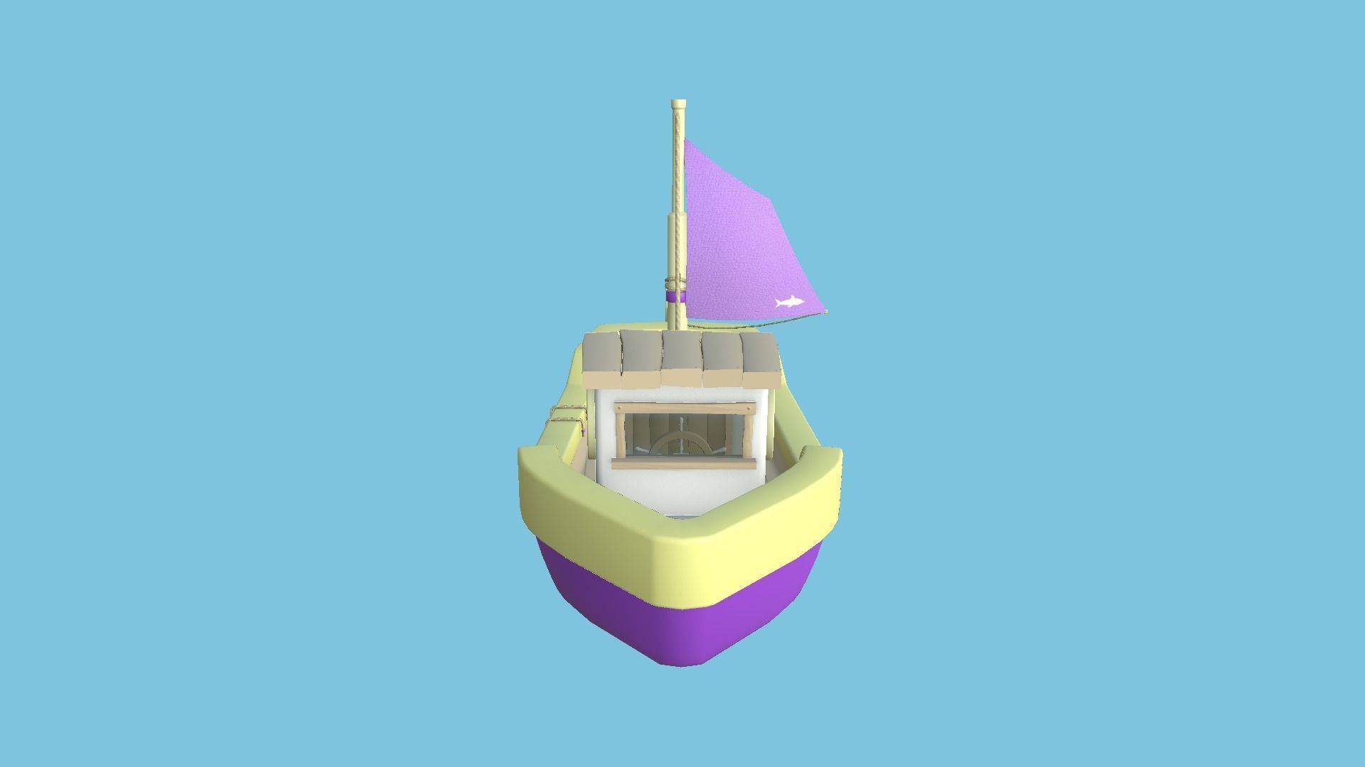 Cartoon Boat 04 - Purple Yellow - Low Poly Ship Low-poly 3D model_3