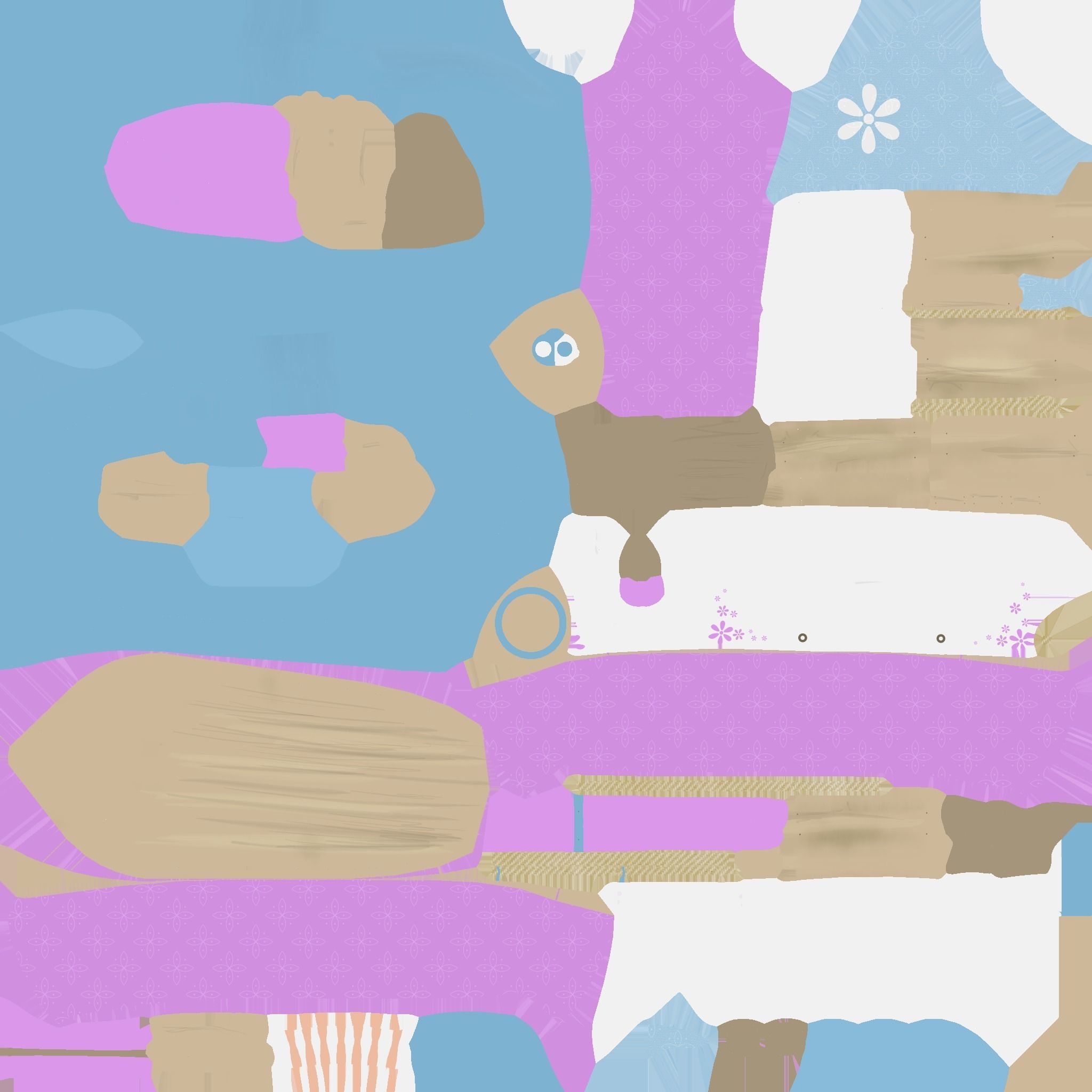 Cartoon Boat 05 - Pink Blue - Low Poly Ship Low-poly 3D model_18