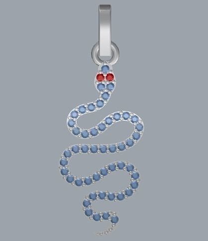 Pave Diamond Sterling Silver Snake Pendant Jewelry 3D print model
