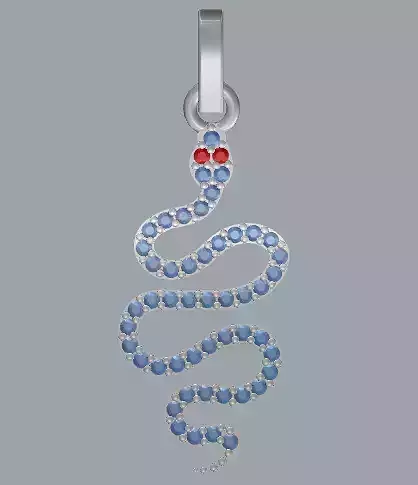 Pave Diamond Sterling Silver Snake Pendant Jewelry 3D print model