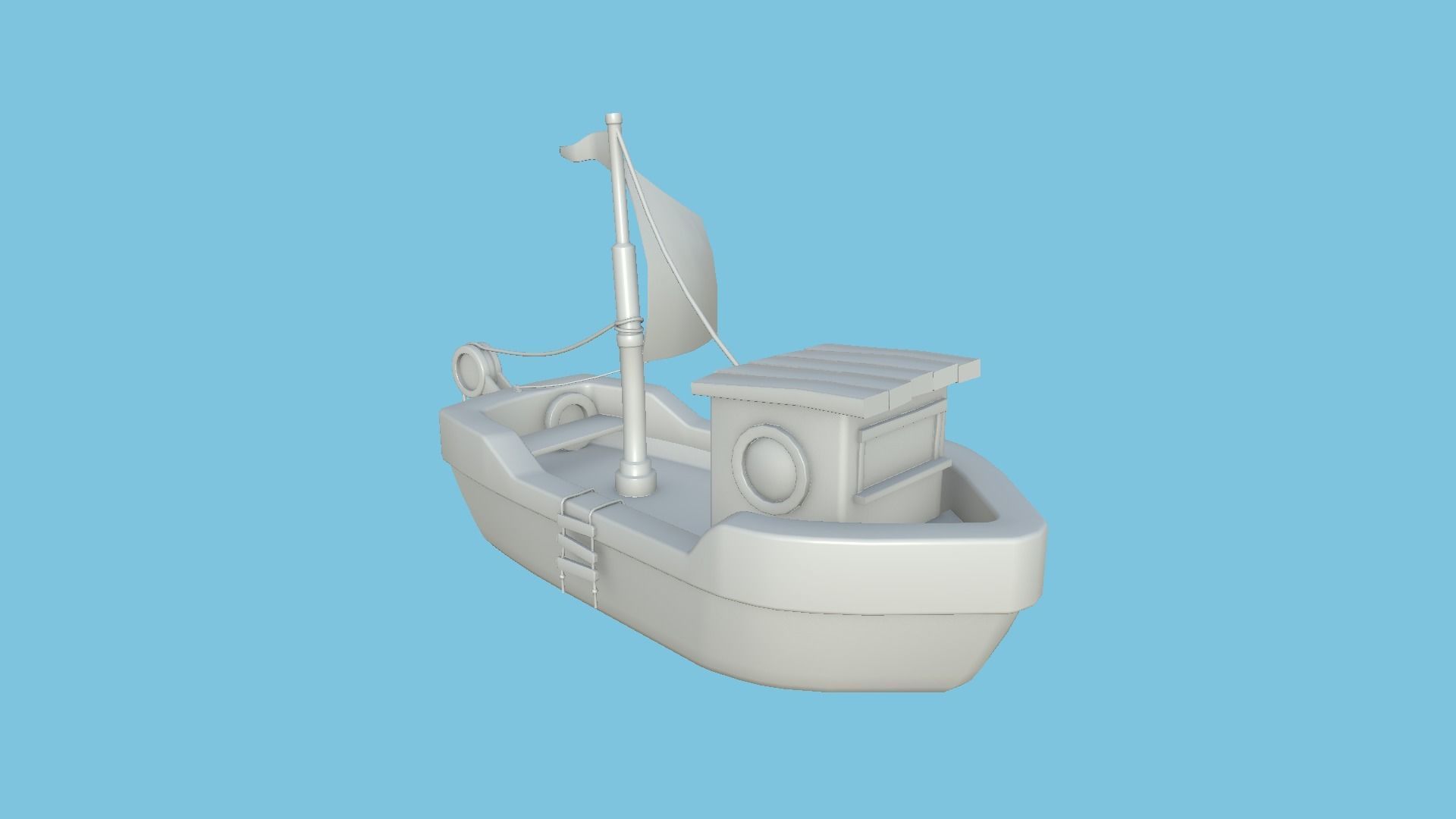 Cartoon Boat 08 - Red Beige - Low Poly Ship Low-poly 3D model_14