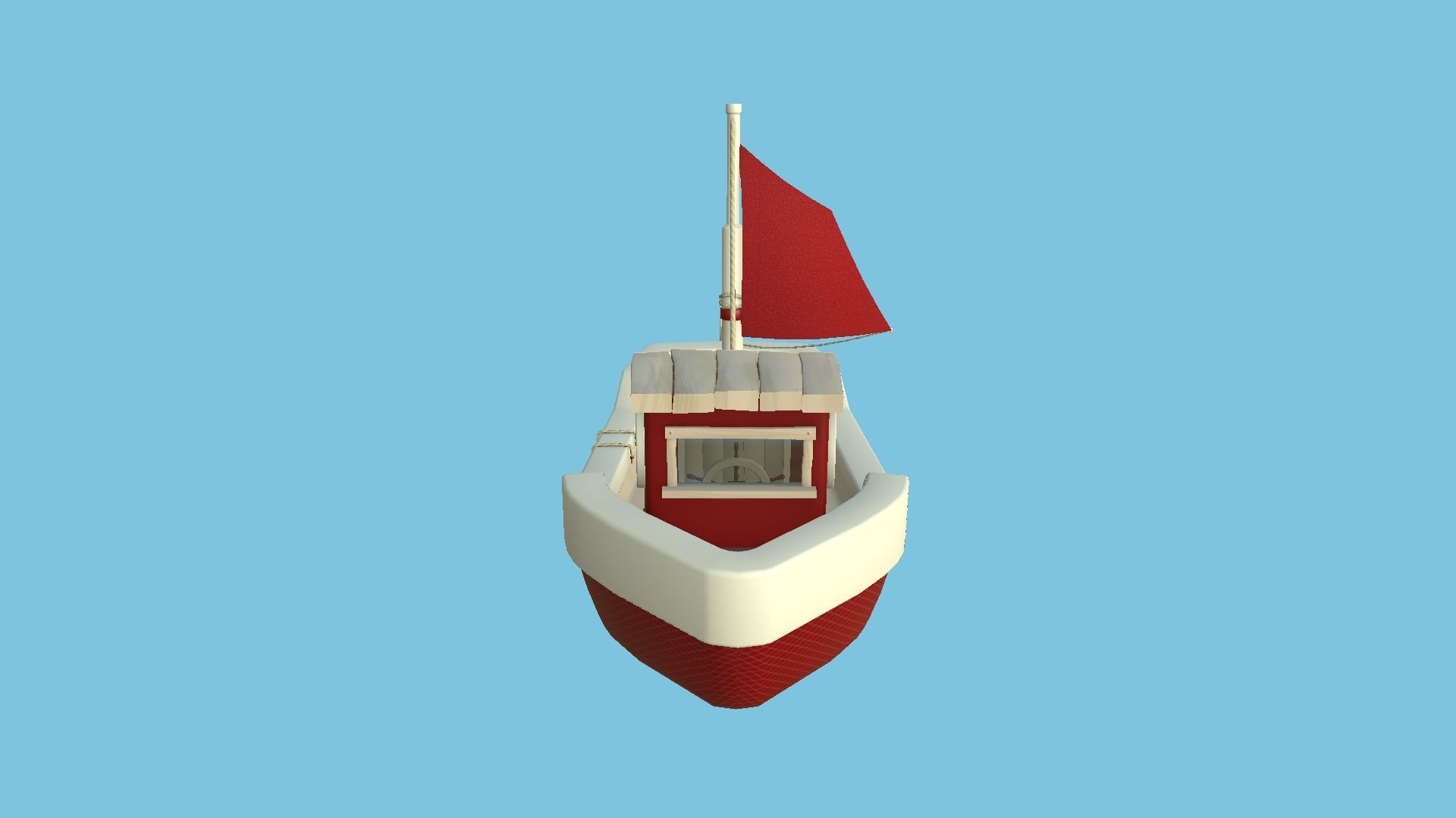 Cartoon Boat 08 - Red Beige - Low Poly Ship Low-poly 3D model_3