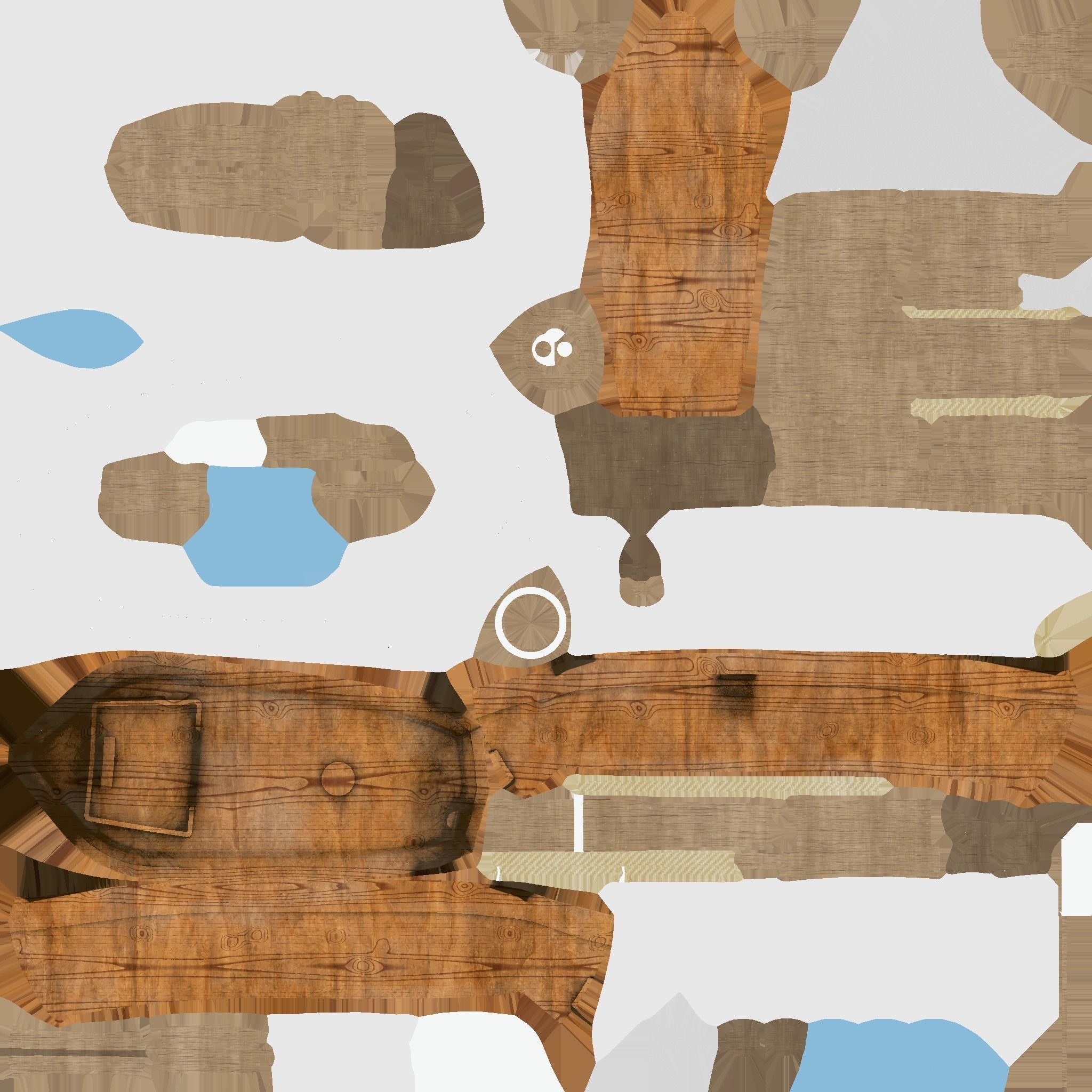 Cartoon Boat 09 - Wood White - Low Poly Ship Low-poly 3D model_18