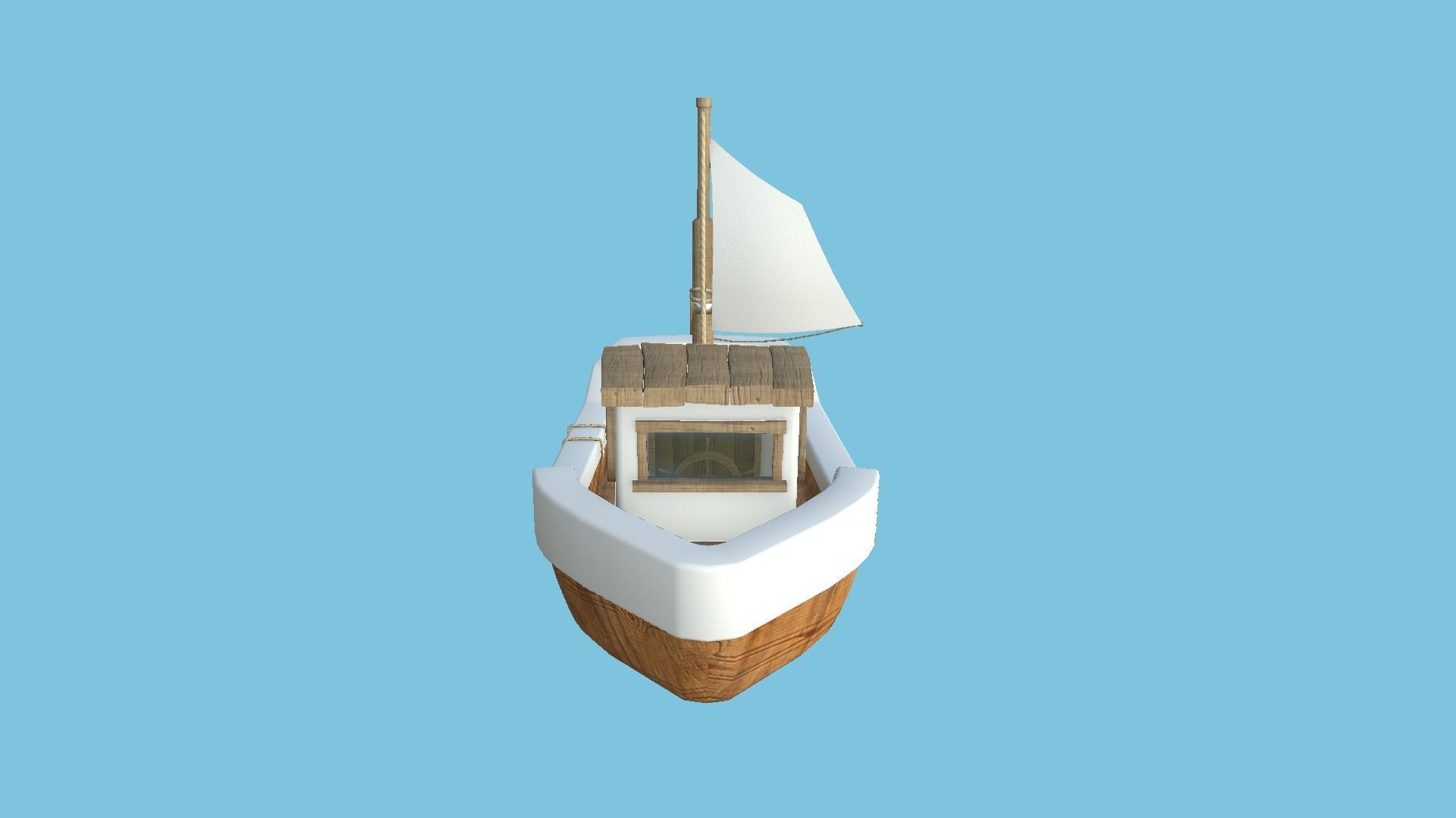 Cartoon Boat 09 - Wood White - Low Poly Ship Low-poly 3D model_3