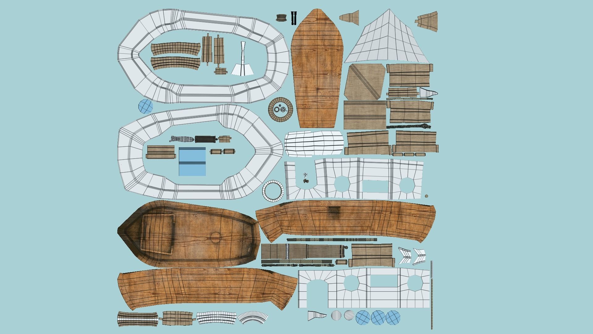 Cartoon Boat 09 - Wood White - Low Poly Ship Low-poly 3D model_5