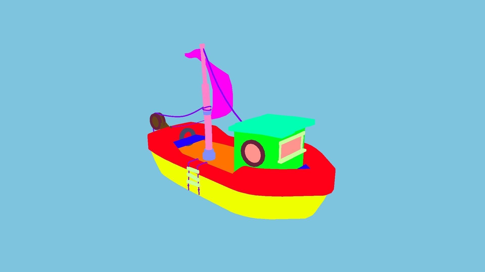 Cartoon Boat 10 - Wood Luxury - Low Poly Ship Low-poly 3D model_12