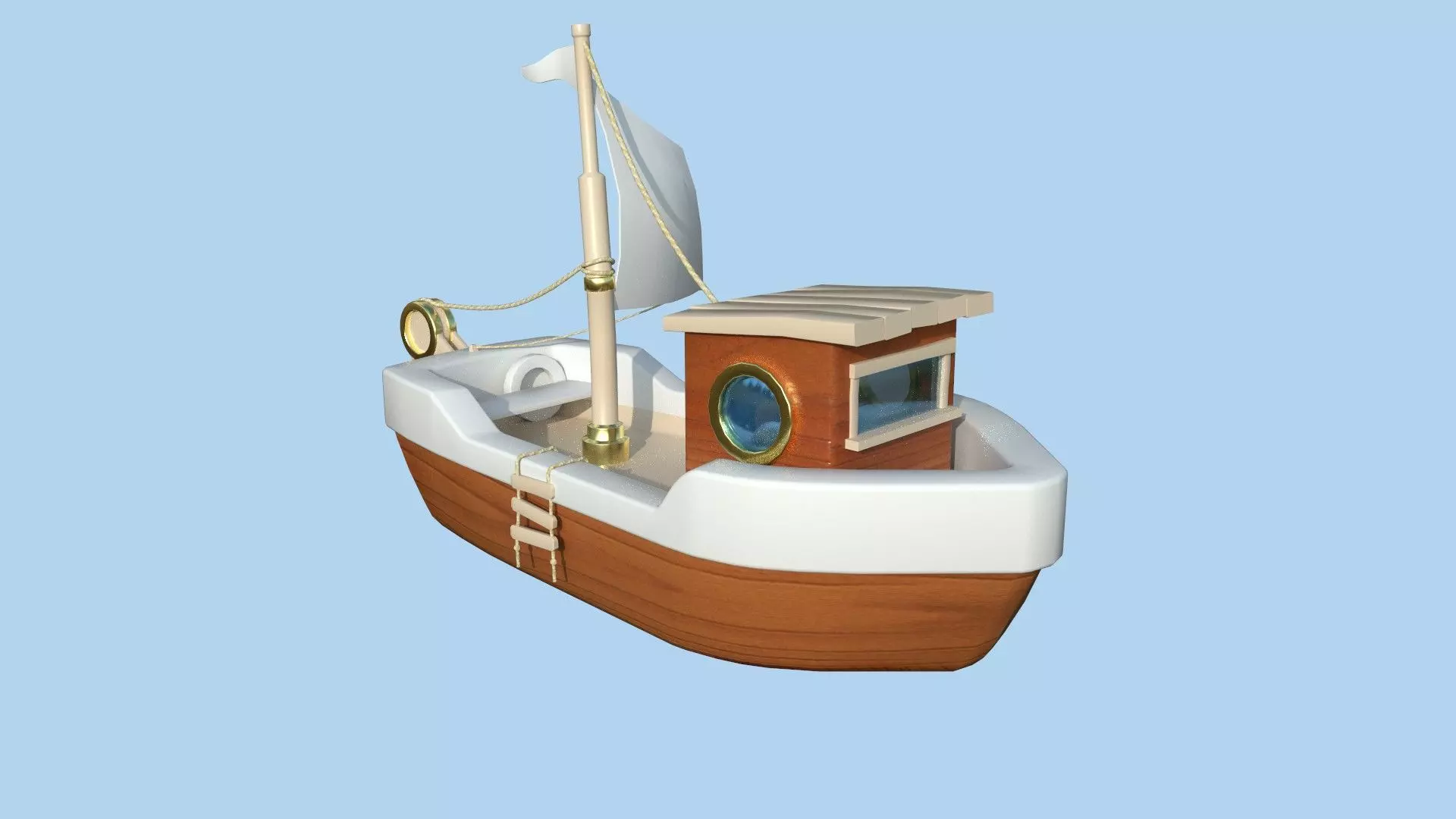 Cartoon Boat 10 - Wood Luxury - Low Poly Ship Low-poly 3D model_0