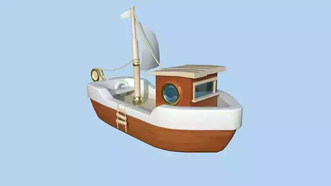 Cartoon Boat 10 - Wood Luxury - Low Poly Ship Low-poly 3D model