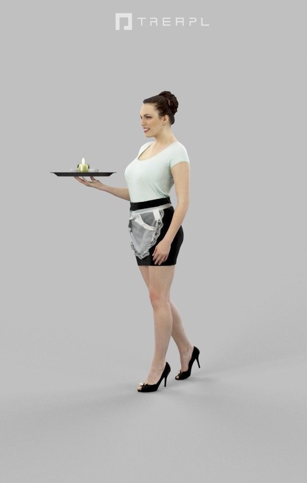 3d people crowds and a foreground waitress woman Dream 3D Model Collection_12
