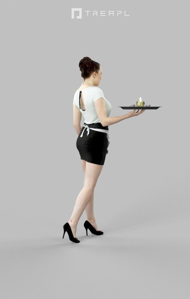 3d people crowds and a foreground waitress woman Dream 3D Model Collection_13