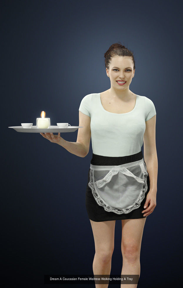 3d people crowds and a foreground waitress woman Dream 3D Model Collection_1