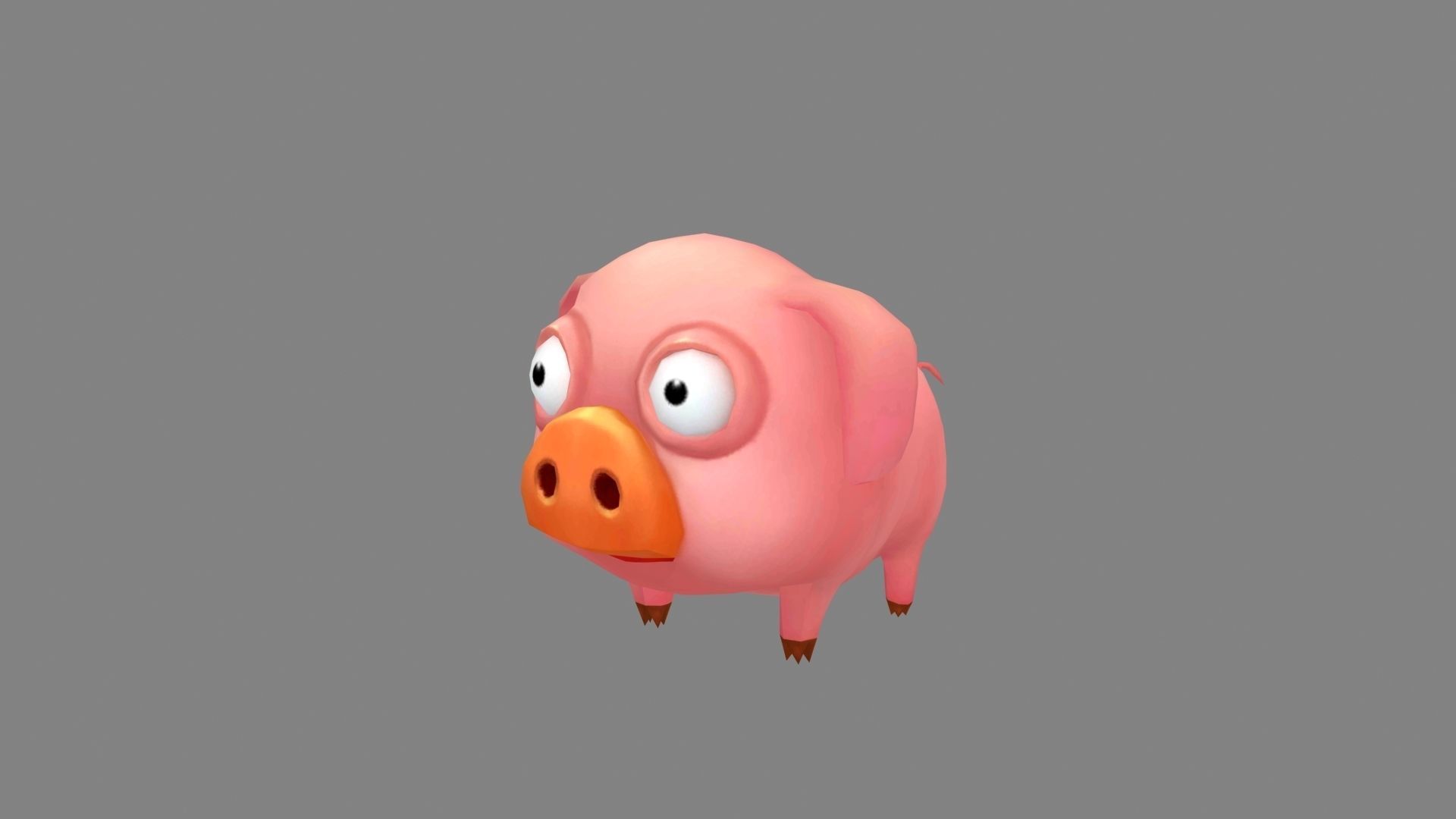 Cartoon piggy - fat pig Low-poly 3D model_1