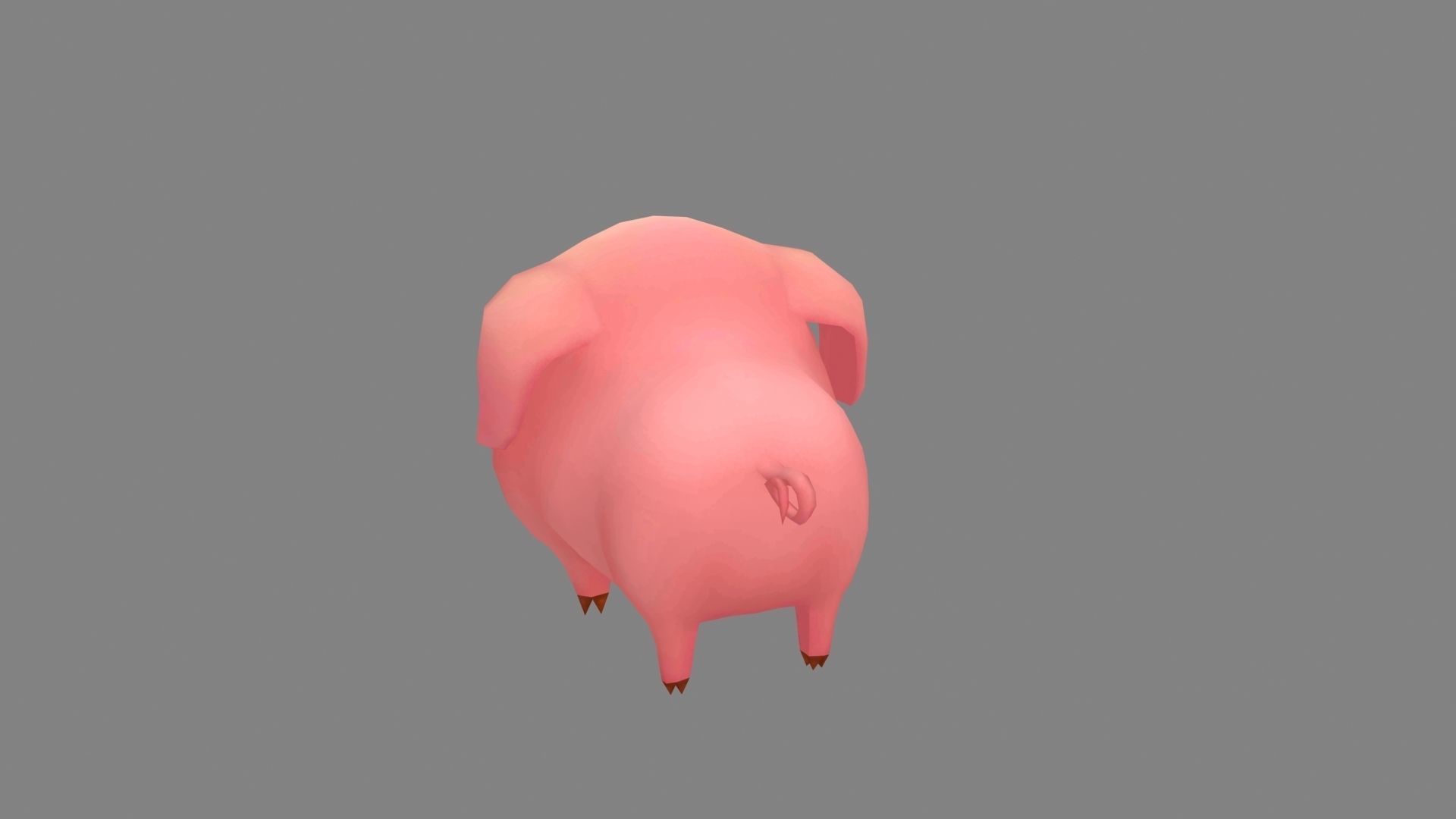 Cartoon piggy - fat pig Low-poly 3D model_3