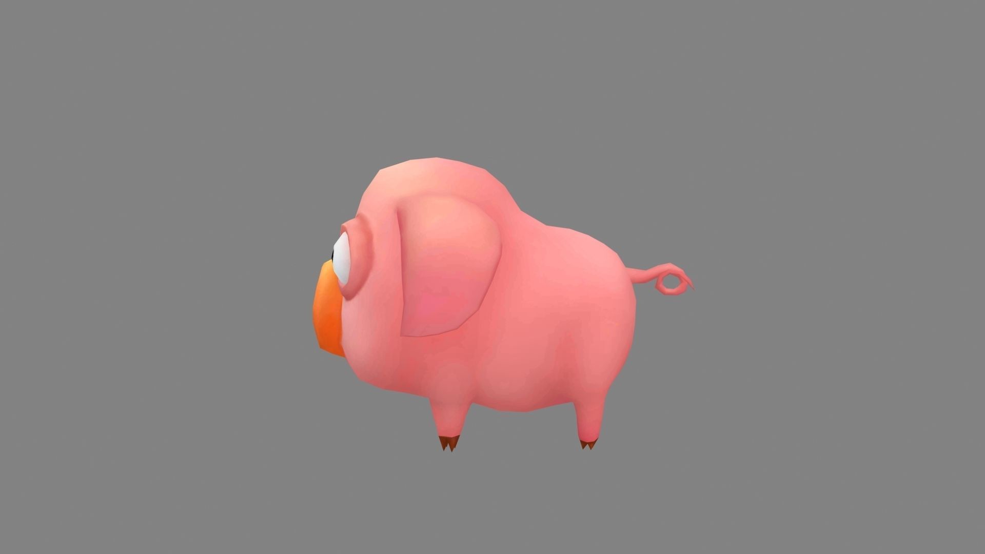 Cartoon piggy - fat pig Low-poly 3D model_2