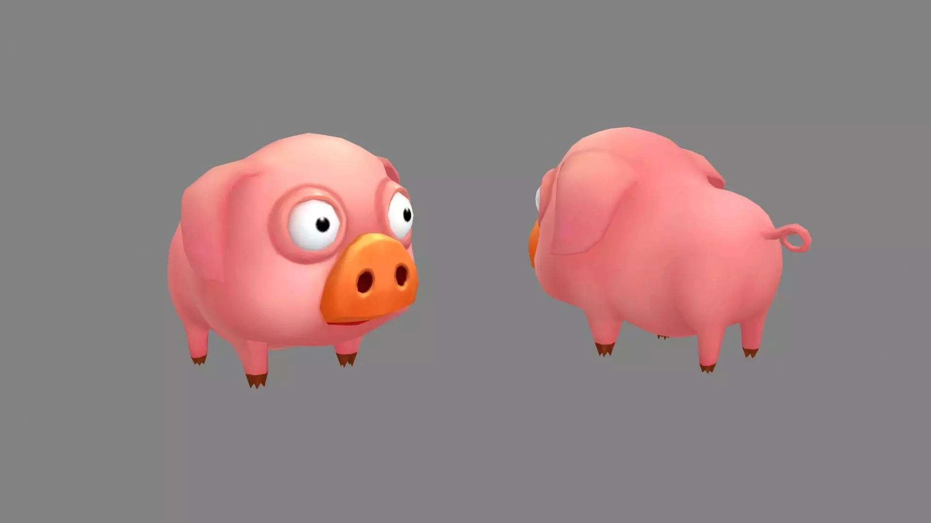 Cartoon piggy - fat pig Low-poly 3D model_0