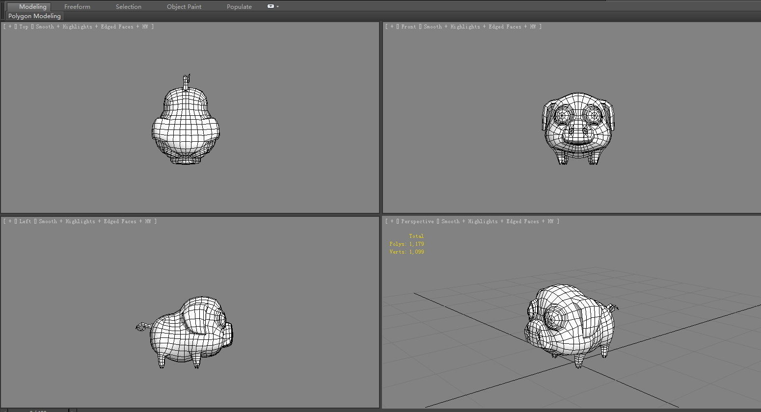 Cartoon piggy - fat pig Low-poly 3D model_6