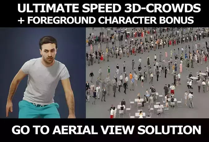 3d people crowds and a foreground sport football man 3D Model Collection