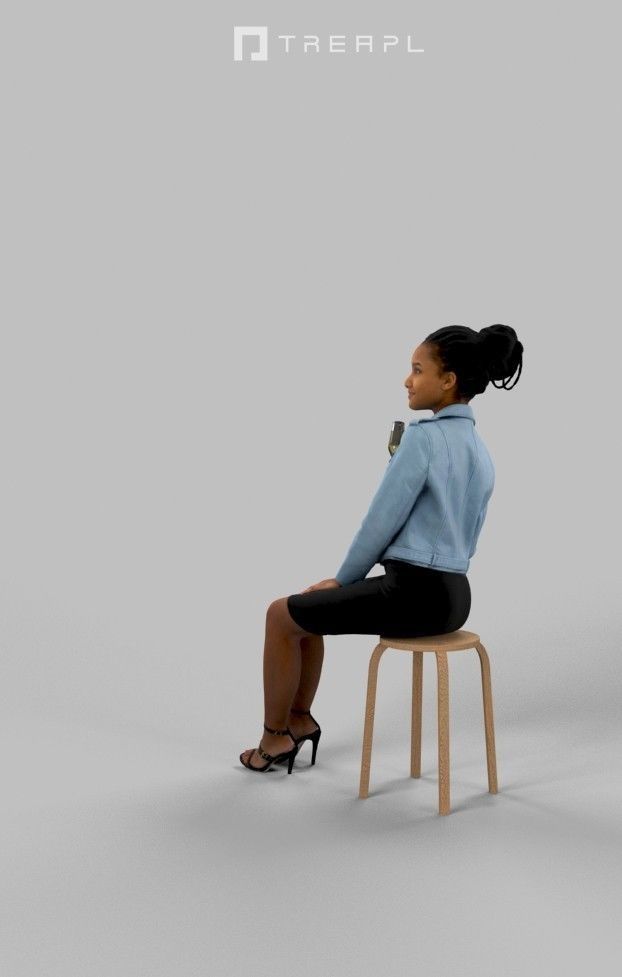 3d people crowds and a foreground May champagne sitting woman  3D Model Collection_14