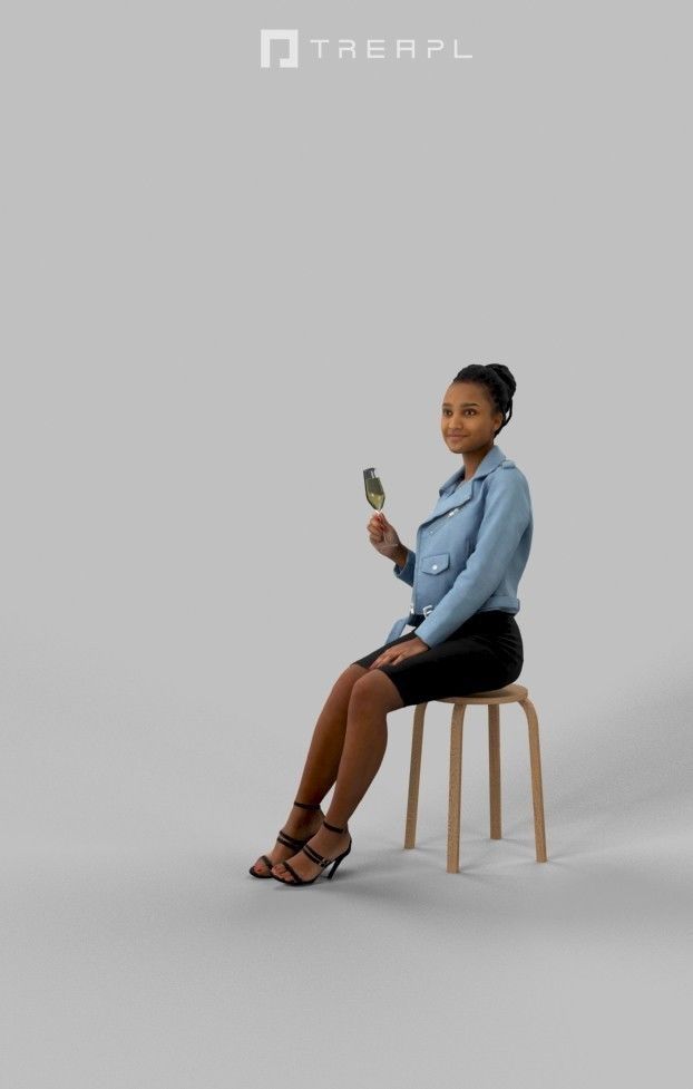 3d people crowds and a foreground May champagne sitting woman  3D Model Collection_13