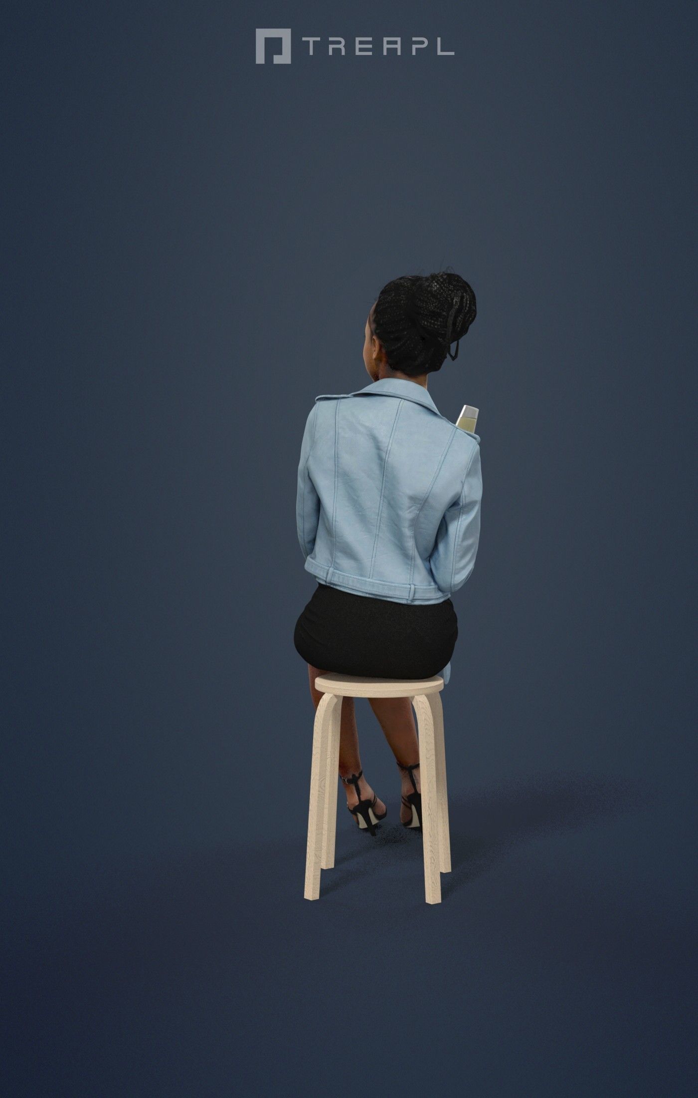 3d people crowds and a foreground May champagne sitting woman  3D Model Collection_21