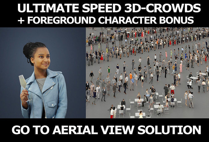 3d people crowds and a foreground May champagne sitting woman  3D Model Collection