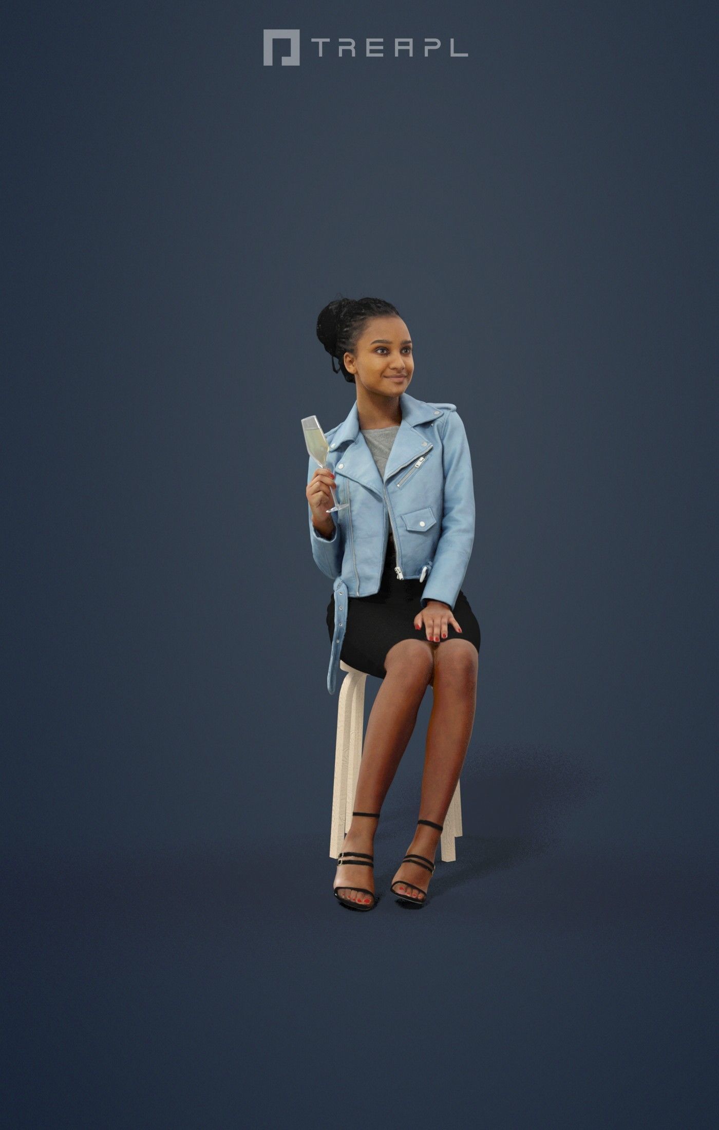 3d people crowds and a foreground May champagne sitting woman  3D Model Collection_20