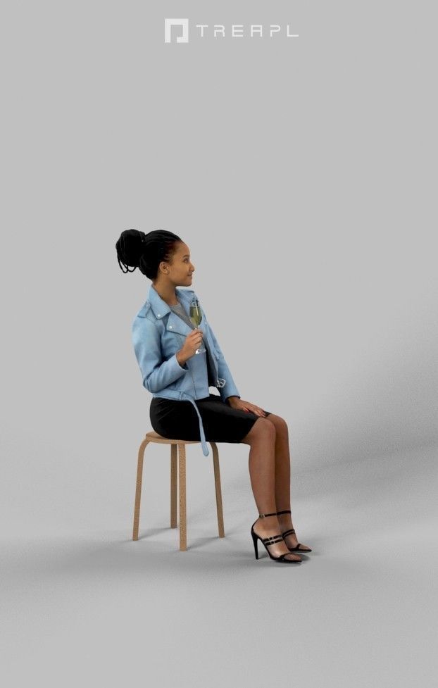 3d people crowds and a foreground May champagne sitting woman  3D Model Collection_17
