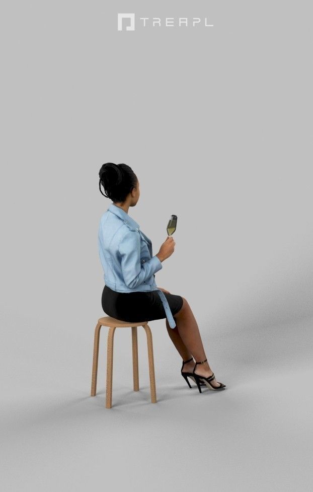 3d people crowds and a foreground May champagne sitting woman  3D Model Collection_15
