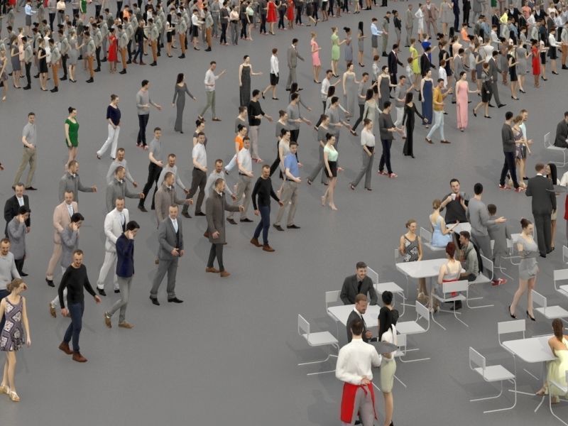 3d people crowds and a foreground May champagne sitting woman  3D Model Collection_7