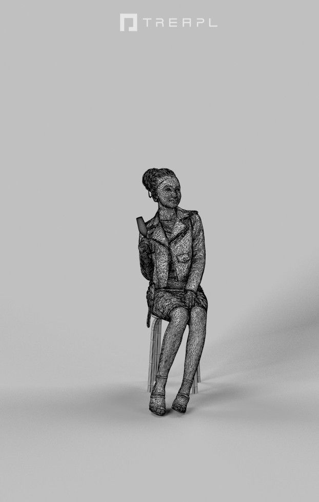 3d people crowds and a foreground May champagne sitting woman  3D Model Collection_18