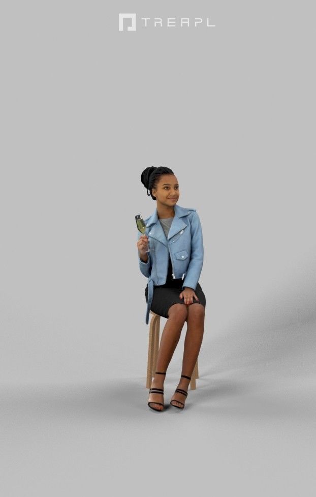 3d people crowds and a foreground May champagne sitting woman  3D Model Collection_12