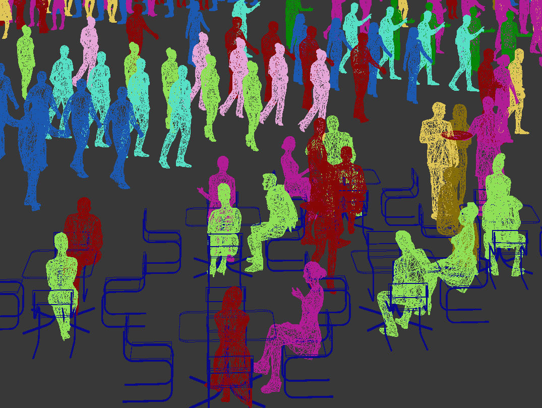 3d people crowds and a foreground May champagne sitting woman  3D Model Collection_8