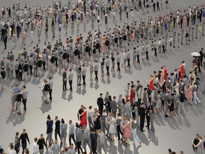 3d people crowds and a foreground May champagne sitting woman  3D Model Collection_11